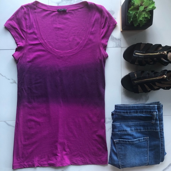Theory Tops - Theory Purple Ombré Short Sleeve Tee
